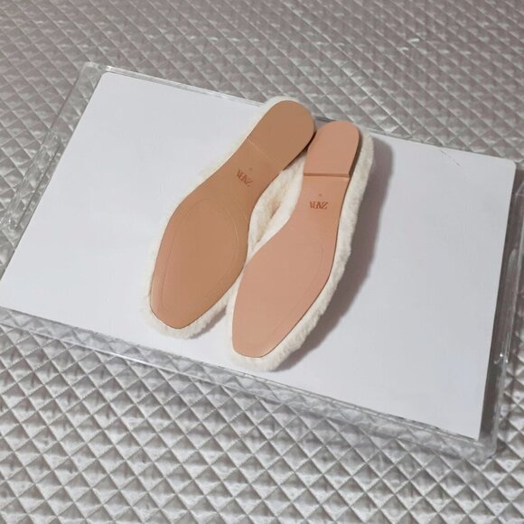 NWT Zara cream off-white faux fur low heeled ballet flats, 6 - Picture 13 of 13